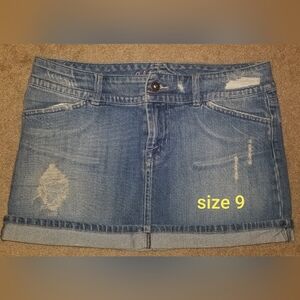 Faded Distressed Denim Mini Skirt